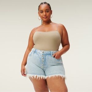 Good American Bombshell Button Fly Cutoff Denim Shorts Size 16